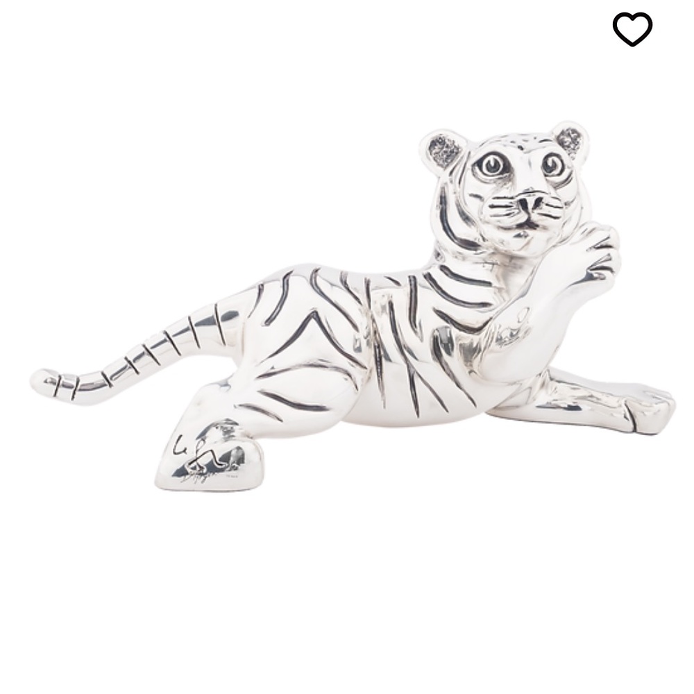 Official D’Argenta Silver Bengal Tiger Cub Statue artist Ricardo del Rio.mint